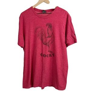 District Mason Jar‎ Label Cocky Rooster Short Sleeve Tee Shirt Red Extra Large